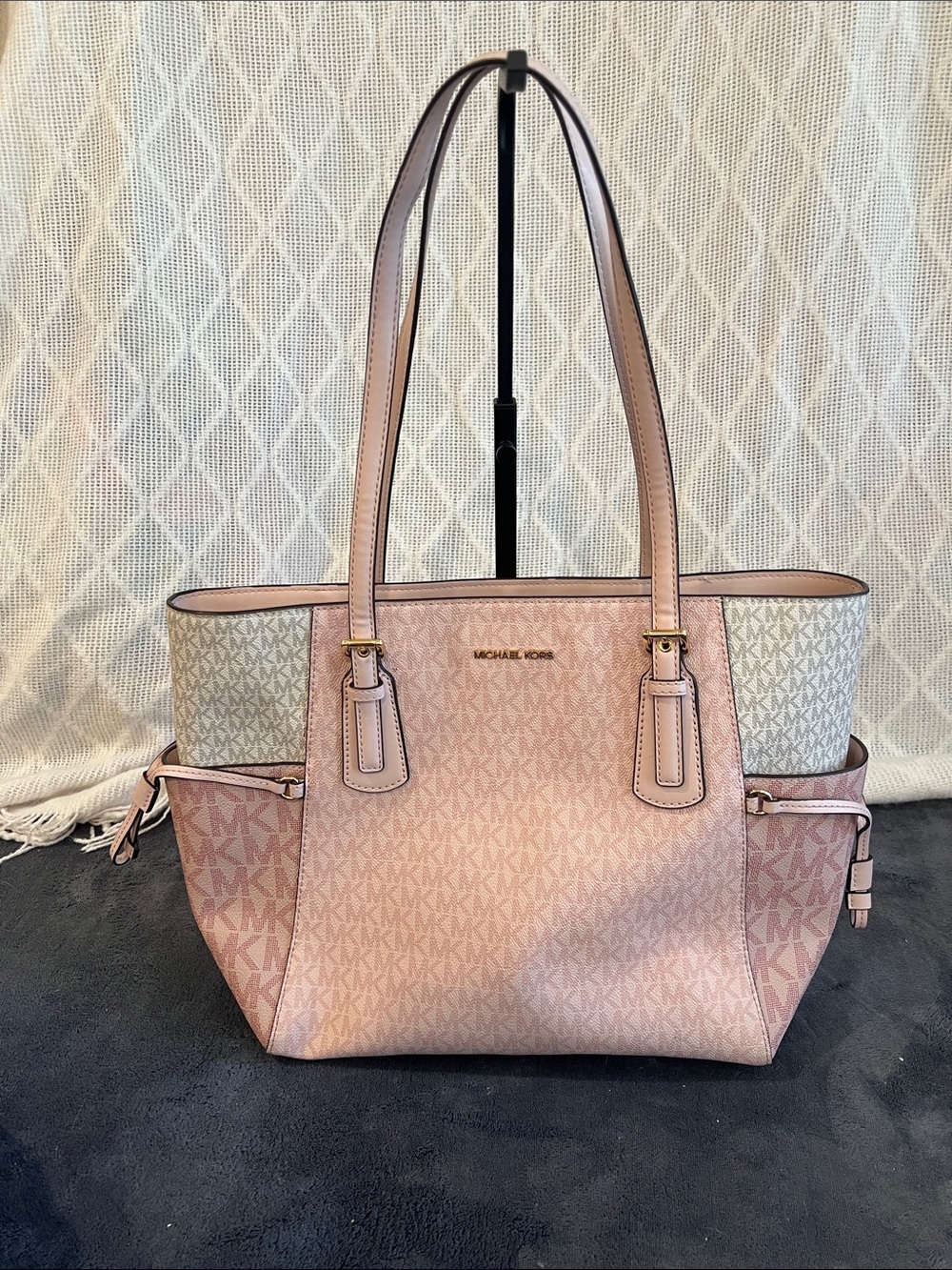 Michael Kors Blush Pink Logo Tote with Cream Panels
